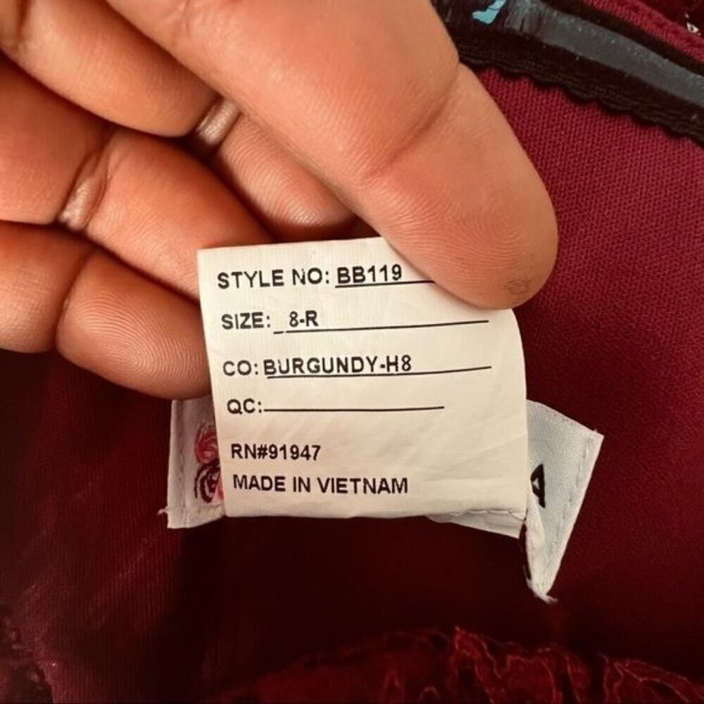 Bella Bridesmaids Maron Maxi Dress Lace Shoulder Burgundy — image 7 of 8